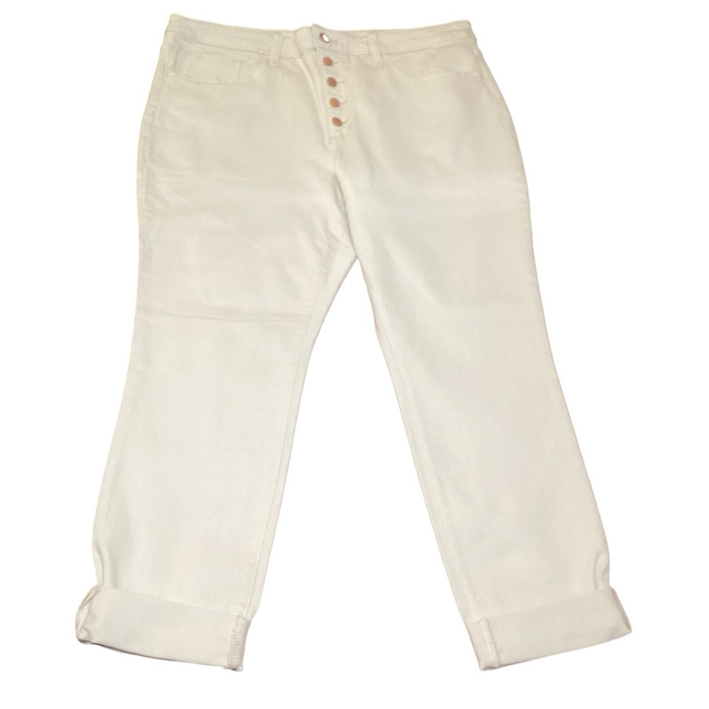 Universal Thread High Rise Skinny Jeans White Button Fly Cuffed Ankle